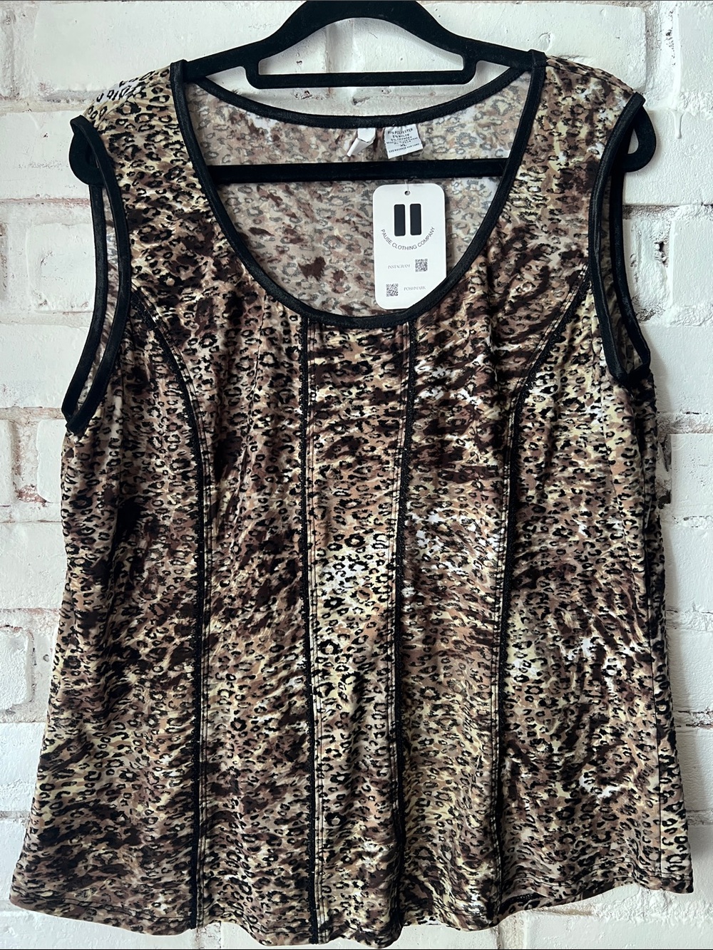 Sami & Jo Brown Leopard Velvet Tank with Black Trim